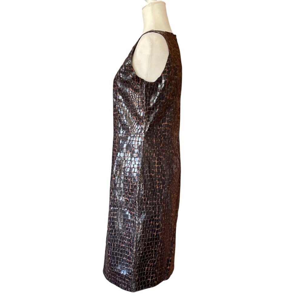 90s Faux Leather Dress Selene Sport Chocolate Brown SZ M - Picture 3 of 11